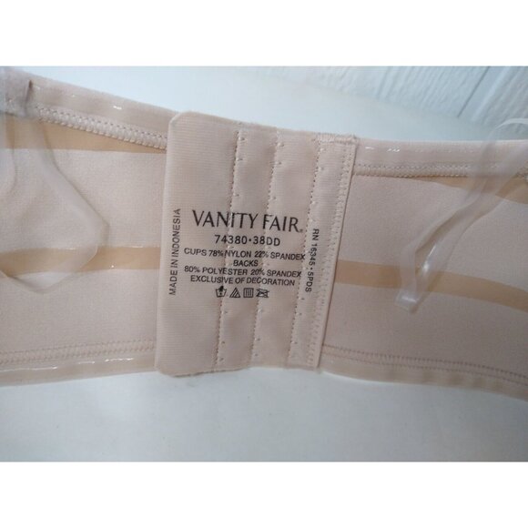 Vanity Fair 74380 Sz 38DD Beauty Back Full Figure Strapless Bra Rose Beige FLAW - Picture 9 of 9